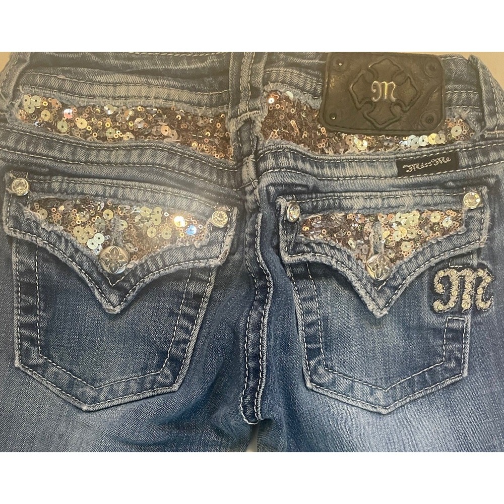 Miss Me Jeans Women's Sz 26 Medium Blue Wash Bootcut Rhinestone Pocket JE5731BR - Picture 8 of 8